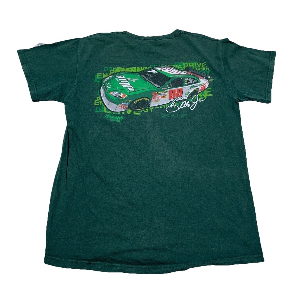 Vintage Nascar Shirt Men Medium Green Tee Dale Earnhardt Jr Racing Mtn Dew Y2K *